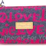 Disney Dooney & Bourke Pink Denim Wallet - Mickey Minnie Peace Love Laugh Smile-0