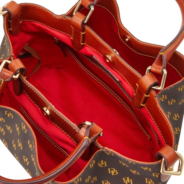Dooney & Bourke Women's Gretta Brenna Satchel in Coated Cotton, Large Handbag with Adjustable Detachable Shoulder Strap-2